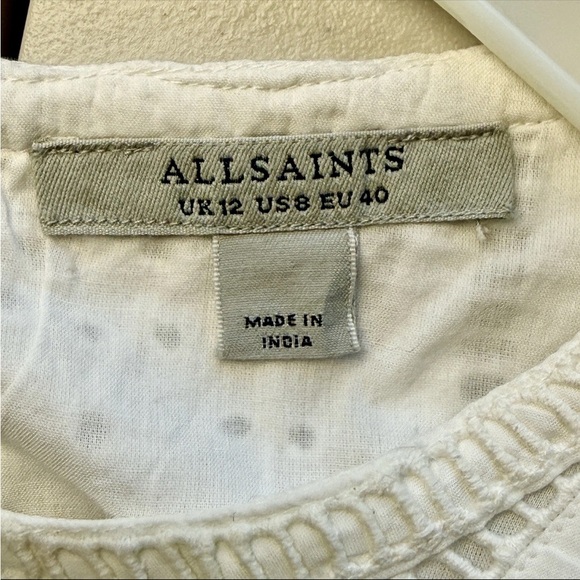 NWOT Allsaints Luci Eyelet Embroidered White Cotton Minidress Size 8 Festival - Picture 3 of 11